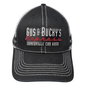 Gus & Bucky's Express Strapback Trucker Hat Black One Size Mesh Back